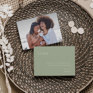Sage Green Ausweiskarte für ausgeblendetes Foto Einladung