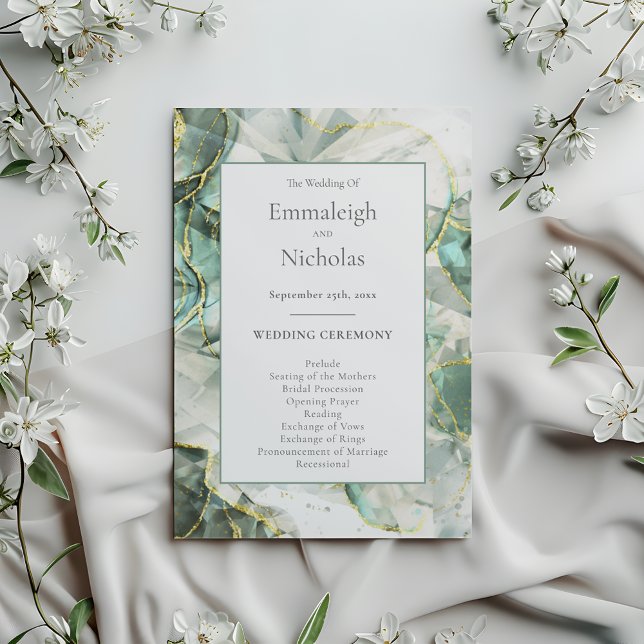 Sage Green Aventurine Crystal Wedding Programmes (Créateur téléchargé)