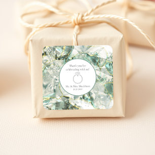 Sage Green Aventurine Crystal Wedding Quadratischer Aufkleber
