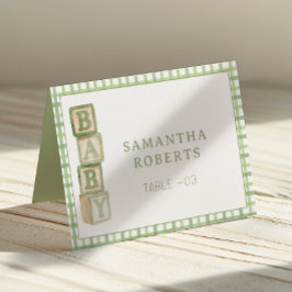 Sage Green Baby Blocks Editable Tent Cards Tischnummer