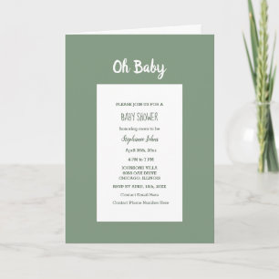 Sage Green Baby Shower Elegante Simple Boy Girl Einladung