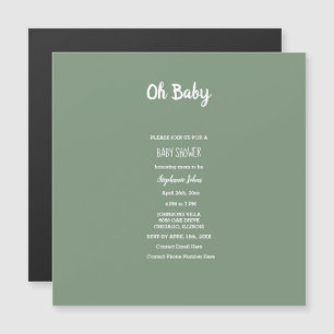 Sage Green Baby Shower Elegante Simple Boy Girl Magneteinladung
