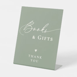 Sage Green Baby Shower Skripte Bücher und Geschenk Sockelschild