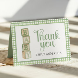 Sage Green Baby Shower Thank You Card | Blocks Dankeskarte