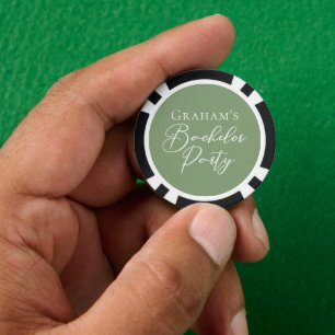 Sage Green Bachelor Party Personalisiert Pokerchips