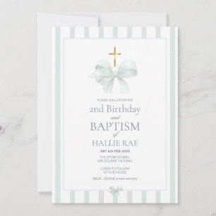 Sage Green Baptême et 2e Invitation d'anniversaire