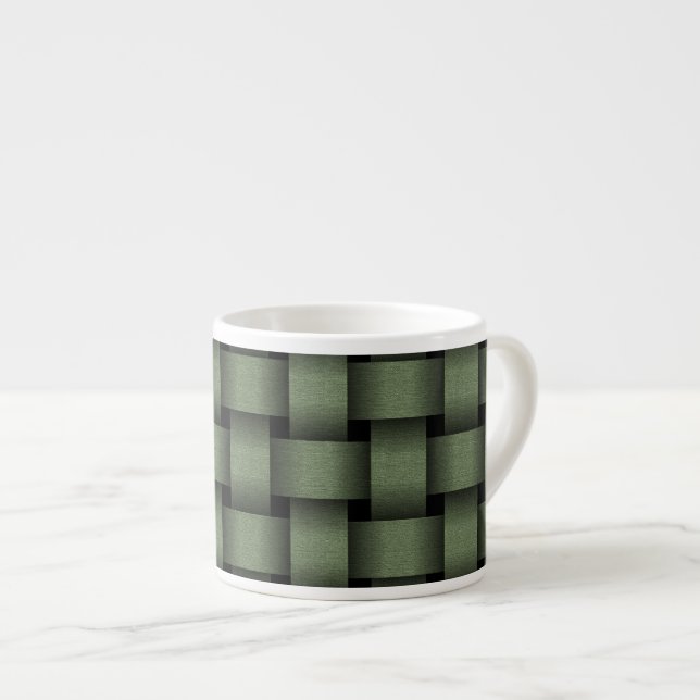 Sage Green Basket Weave Espressotasse (Vorderseite Rechts)