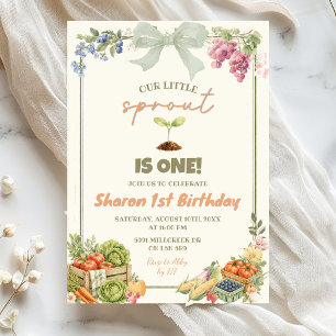 Sage Green Bauernmarkt Little Sprout Geburtstag Einladung