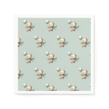 Sage Green Bear Baby Dusche Napkins