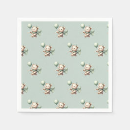 Sage Green Bear Baby Dusche Napkins Serviette
