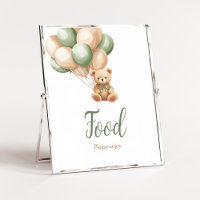 Sage Green Bear Balloon Babydusche Nahrung