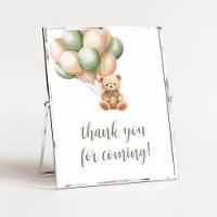 Sage Green Bear Balloon Danke für Ihr Kommen
