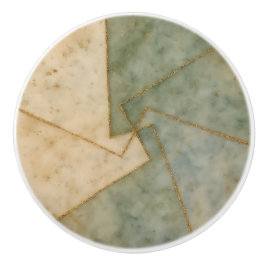 Sage Green Beige Gold Marble Geometric Artistic Keramikknauf