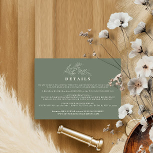 Sage Green Beige Ivy Hochzeitsunterkunft Details Einladung
