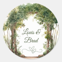 Sage Green & Beige Woodland Foliage Wedding Sticke
