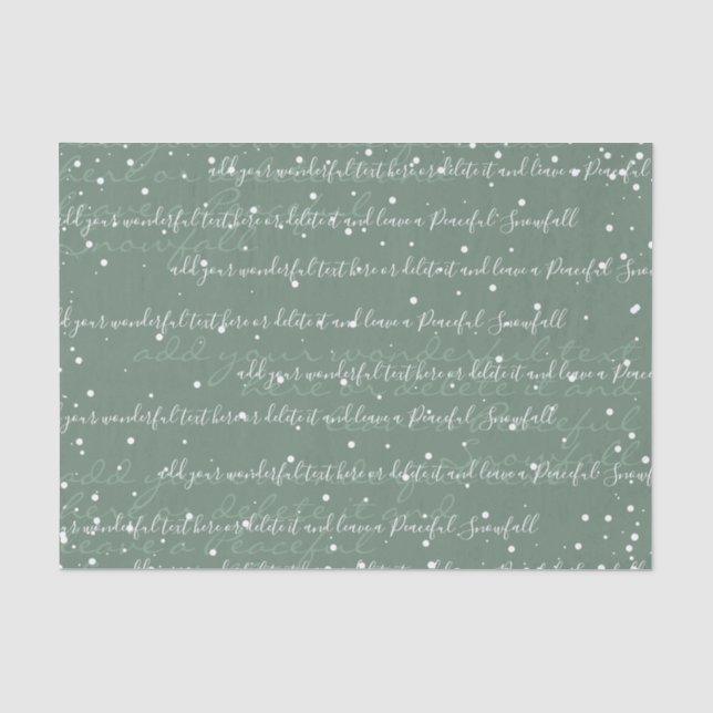 Sage Green | Benutzerdefinierter Skripttext Elegan Seidenpapier (Vorderseite)