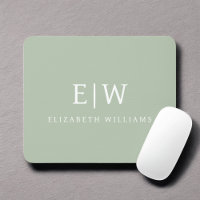 Sage Green Beruflich Simple Monogram Minimalistisc