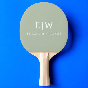 Sage Green Beruflich Simple Monogram Minimalistisc Tischtennis Schläger