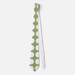 Sage Green & Big White Polka Dots Krawatte