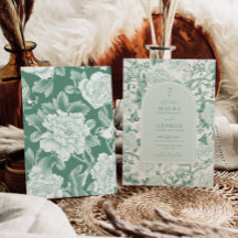 Sage Green Birds Peony Chinoiserie Garden Hochzeit