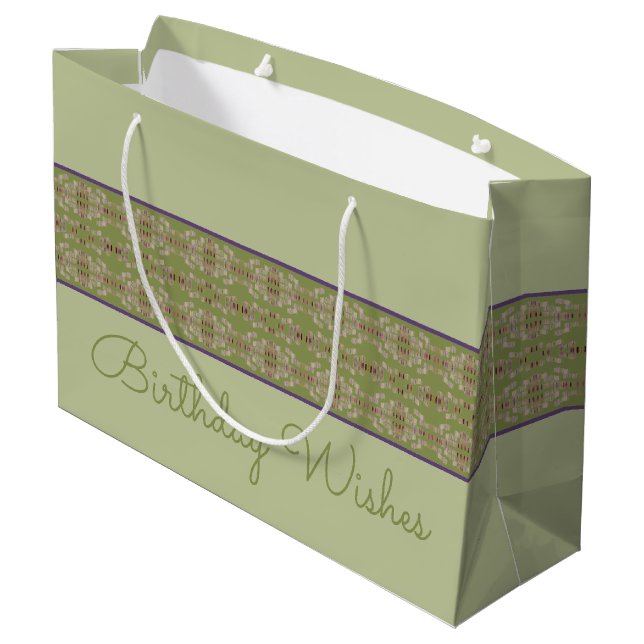 Sage Green Birthday Tasche Geschenktasche Große Geschenktüte (Rückseite Schrägansicht)
