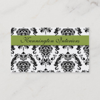 Sage Green Black Damask Lace Business Cards Visitenkarte