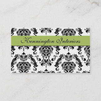 Sage Green Black Damask Lace Cartes de visite
