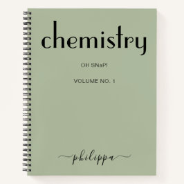 Sage Green Black Personalisiert Chemie Notebook Notizbuch