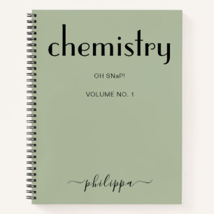 Sage Green Black Personalisiert Chemie Notebook Notizbuch