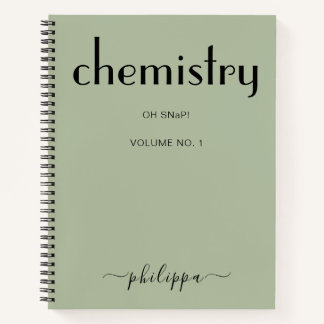 Sage Green Black Personalisiert Chemie Notebook Notizbuch
