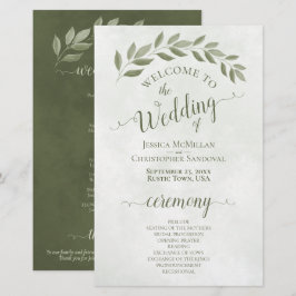 Sage Green Blätter Elegantes Hochzeitsprogramm