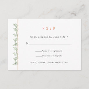 Sage Green Blätter Korallengrenzhochzeit RSVP