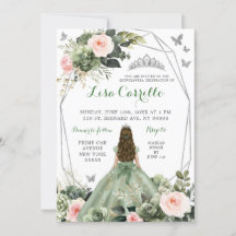 Sage Green Blink Pink Princess Quinceañera