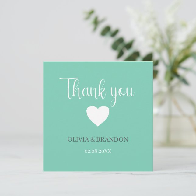 Sage Green Blue Wedding Thank You Note Card Dankeskarte (Stehend Vorderseite)