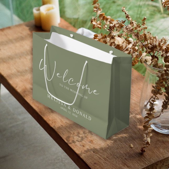 Sage Green Blume Boho Begrüßung Große Geschenktüte (Von Creator hochgeladen)