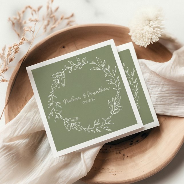 Sage Green Blume Boho Romantic Wedding Serviette (Von Creator hochgeladen)