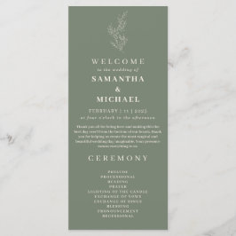 Sage Green Blume Ivy Wedding Program Menükarte