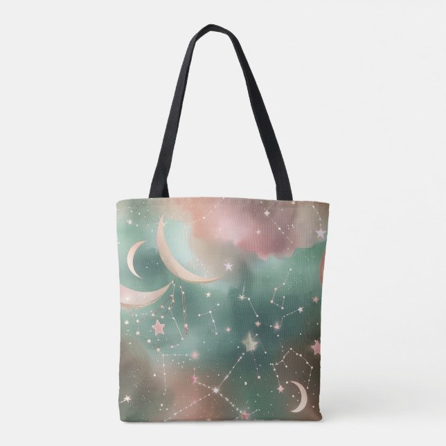Sage Green Blush Moon Earthy Aesthetic Tasche (Rückseite)