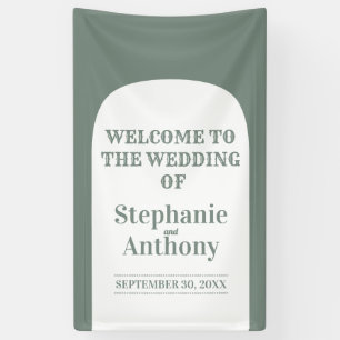 Sage Green Bohemian Retro Arch Wedding      Banner