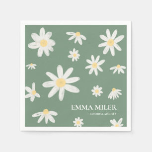 Sage Green Bohemisch Daisy Blume Napkins Serviette