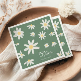 Sage Green Bohemisch Daisy Blume Napkins Serviette