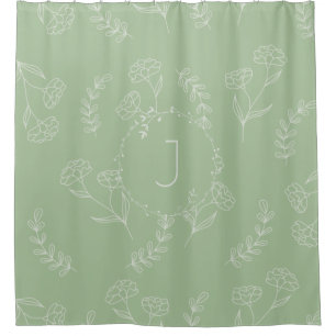 Sage Green Bohemisch Monogram Duschvorhang