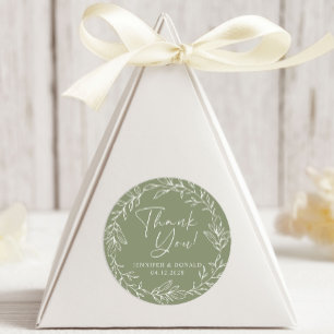Sage Green Boho Blume Vielen Dank für Ihre Hochzei Runder Aufkleber