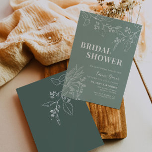 Sage Green Boho Blumendusche Einladung