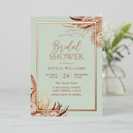 Sage Green Boho Chic Brautparty Real Rose Gold Folieneinladung