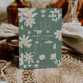 Sage Green Boho Daisy Blume Einladung Bauchband Einladungsbanderole