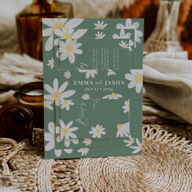 Sage Green Boho Daisy Blume Einladung Bauchband Einladungsbanderole (Von Creator hochgeladen)