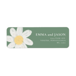 Sage Green Boho Daisy Floral Return Address Label