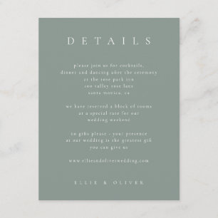 Sage Green Boho Details Hochzeit Moderne Begleitkarte