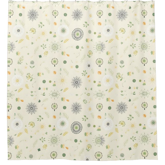 Sage Green Boho Duschvorhang (Vorderseite)